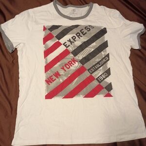 Express XL Men's White and Red Graphic Tee OBO